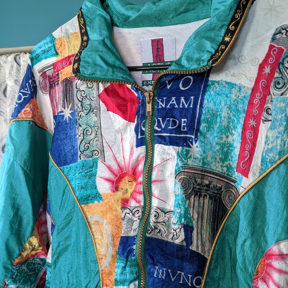 Vintage 80's 90's Active Exposure Windbreaker Jacket Colorful Size Large